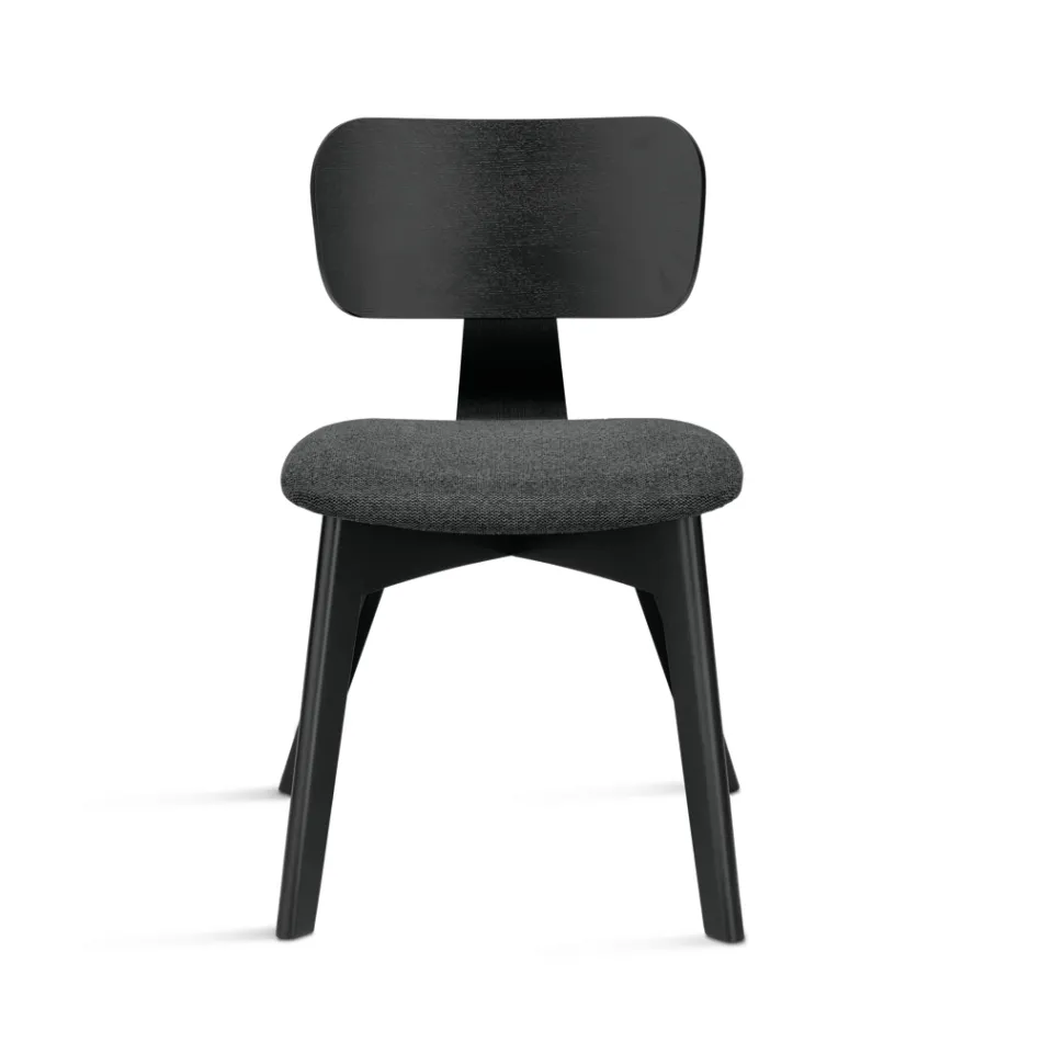 Juego de dos sillas con acabado efecto madera y asiento tapizado en tela - Antea Viadurini