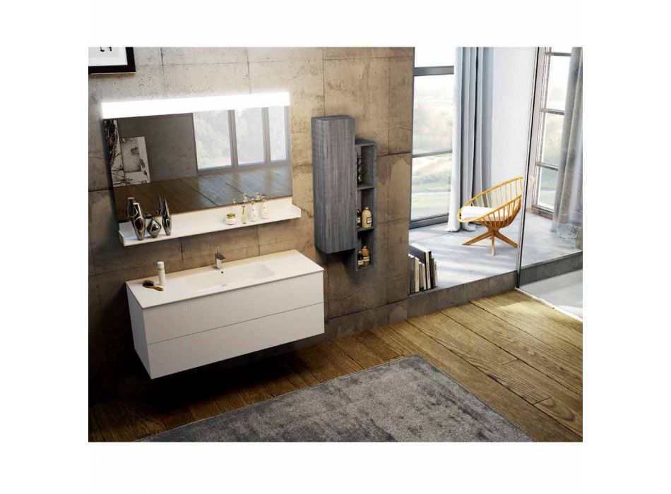 Conjunto de madera y suspensión de muebles de baño moderno Fenix made Italy Bari Viadurini