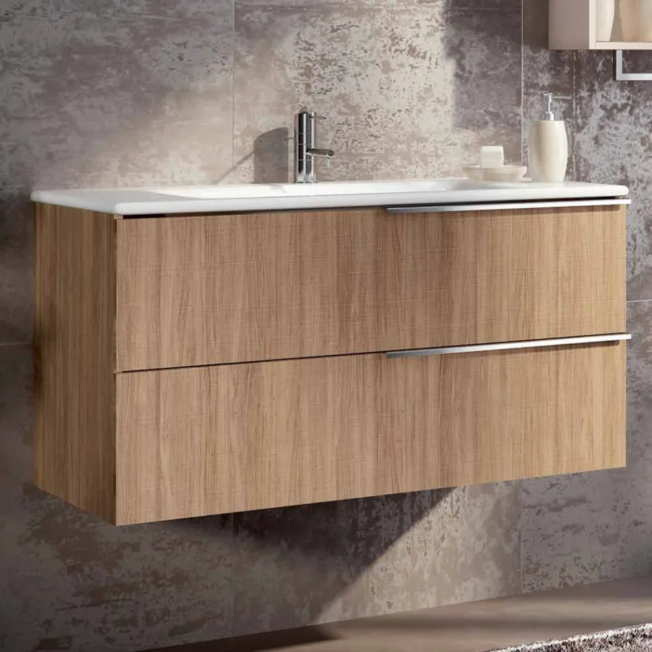 Conjunto de muebles de baño de madera de diseño colgante hecho en Italia Cesena Viadurini