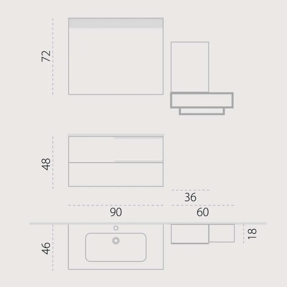 Conjunto de muebles de baño de madera de diseño colgante hecho en Italia Cesena Viadurini