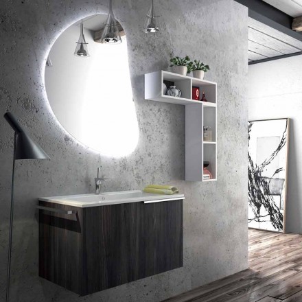 Conjunto de madera de diseño de muebles de baño suspensión made in Italy Sad Viadurini
