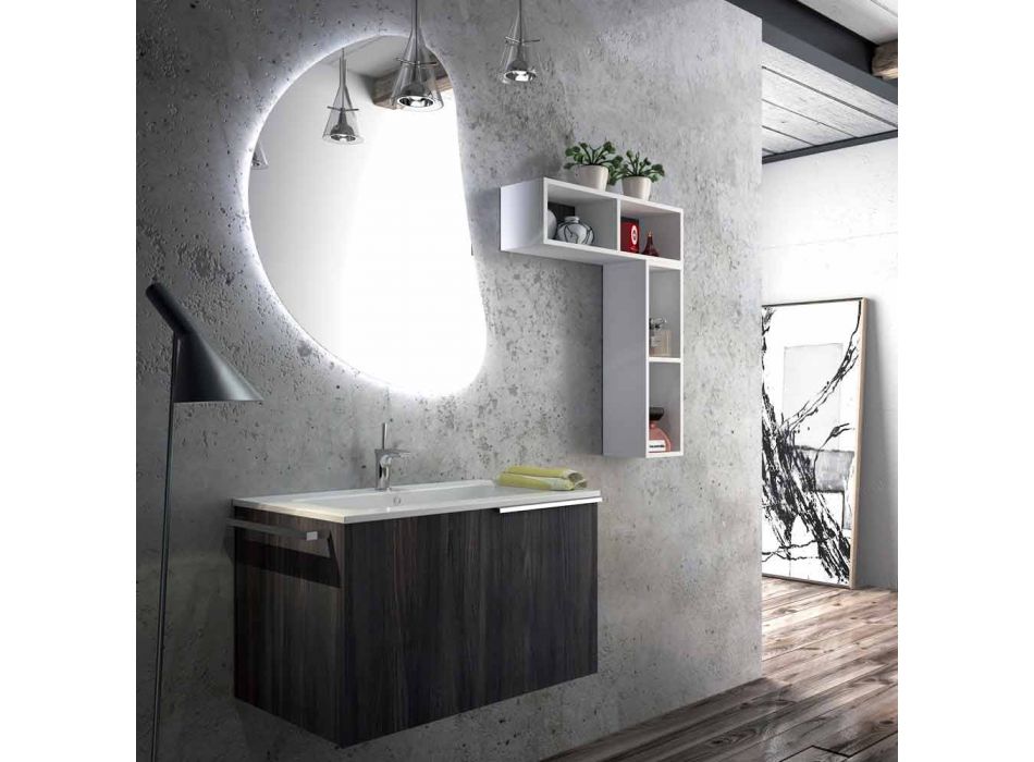 Conjunto de madera de diseño de muebles de baño suspensión made in Italy Sad Viadurini