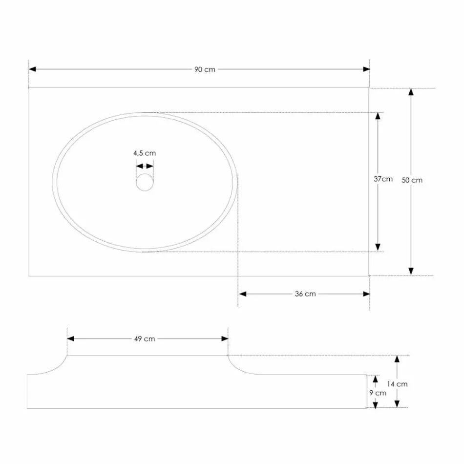 Conjunto de muebles de baño de superficie sólida de Brusson de diseño moderno. Viadurini