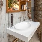Conjunto de muebles de baño de superficie sólida de Brusson de diseño moderno. Viadurini