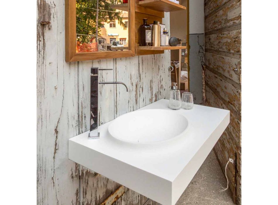 Conjunto de muebles de baño de superficie sólida de Brusson de diseño moderno. Viadurini
