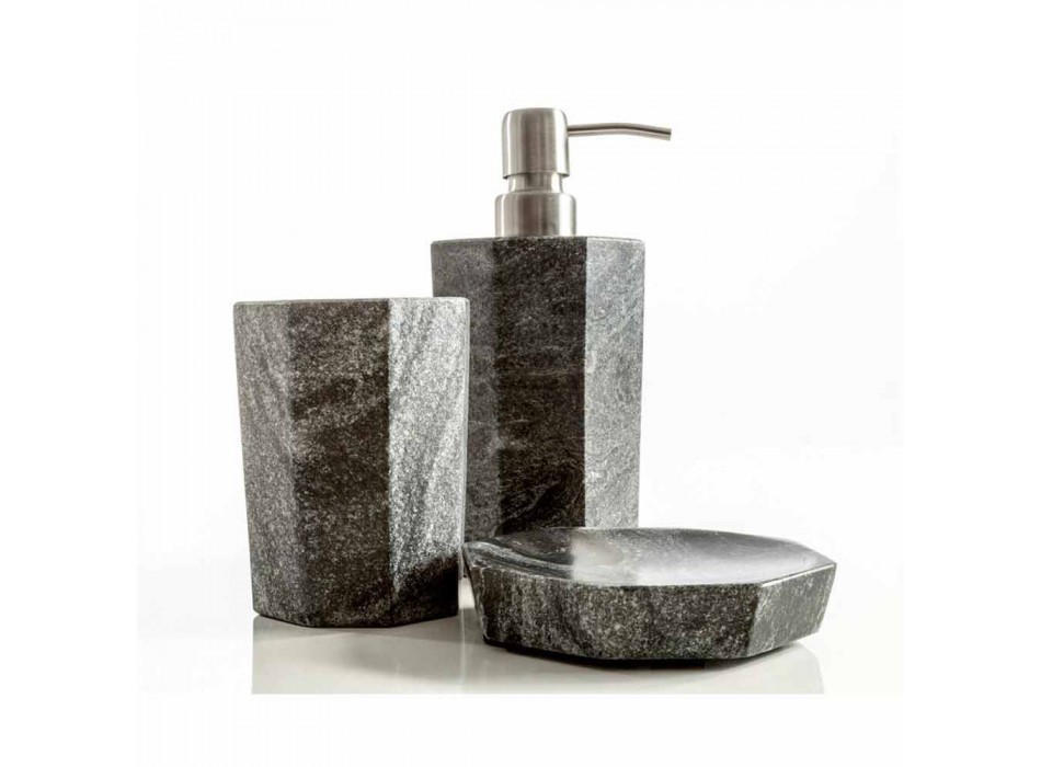 Conjunto de modernos accesorios de baño en mármol gris veteado de Montafia. Viadurini