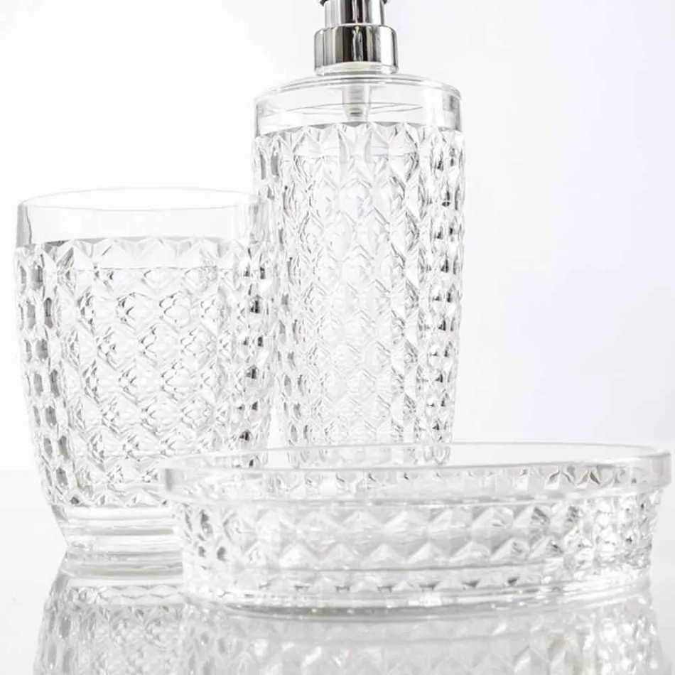 Set para baño dosificador + vaso + moderna jabonera Netro Viadurini