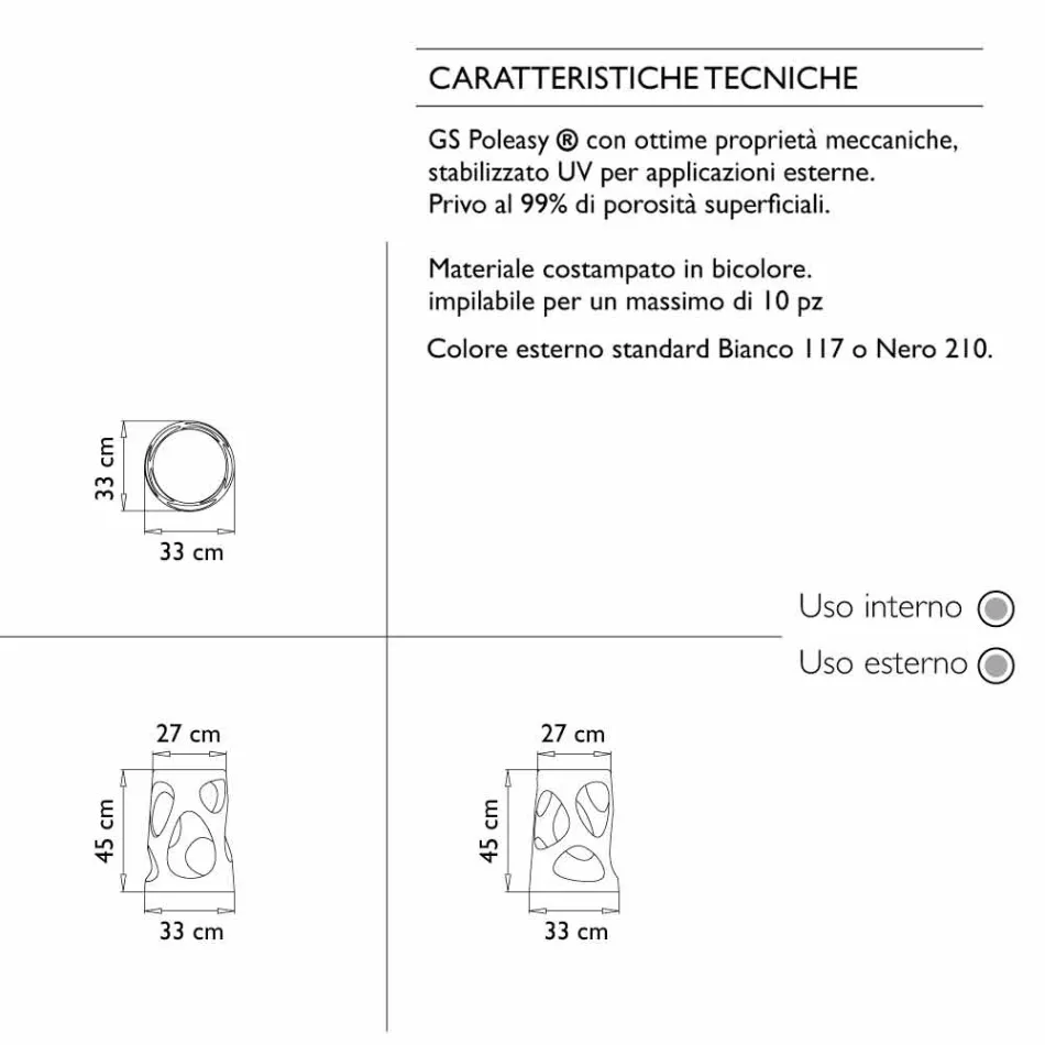 Taburetes de diseño apilables para interiores o exteriores, 6 piezas - Liberty by Myyour Viadurini