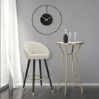 Taburete de bar alto en madera y metal con asiento en poliéster - Enzo Viadurini