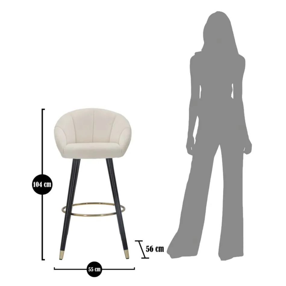 Taburete de bar alto en madera y metal con asiento en poliéster - Enzo Viadurini