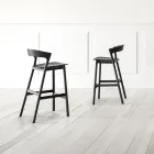 Taburete alto de cocina con estructura de madera de fresno Made in Italy - Oslo Viadurini