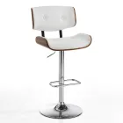 Taburete de cocina alto en cuero sintético y contrachapado - Nebbia Viadurini