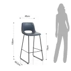 Taburete alto de cocina en cuero sintético y metal negro 2 piezas - Yuri Viadurini