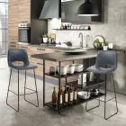 Taburete alto de cocina en cuero sintético y metal negro 2 piezas - Yuri Viadurini