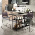 Taburete alto de cocina en cuero sintético y metal negro 2 piezas - Yuri Viadurini