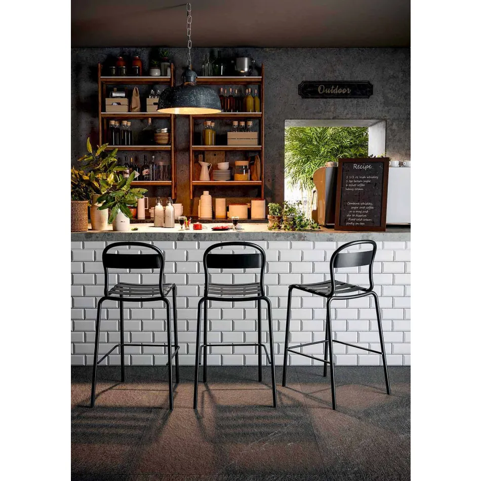 Taburete alto apilable para exterior Made in Italy, 2 piezas - Trixie Viadurini