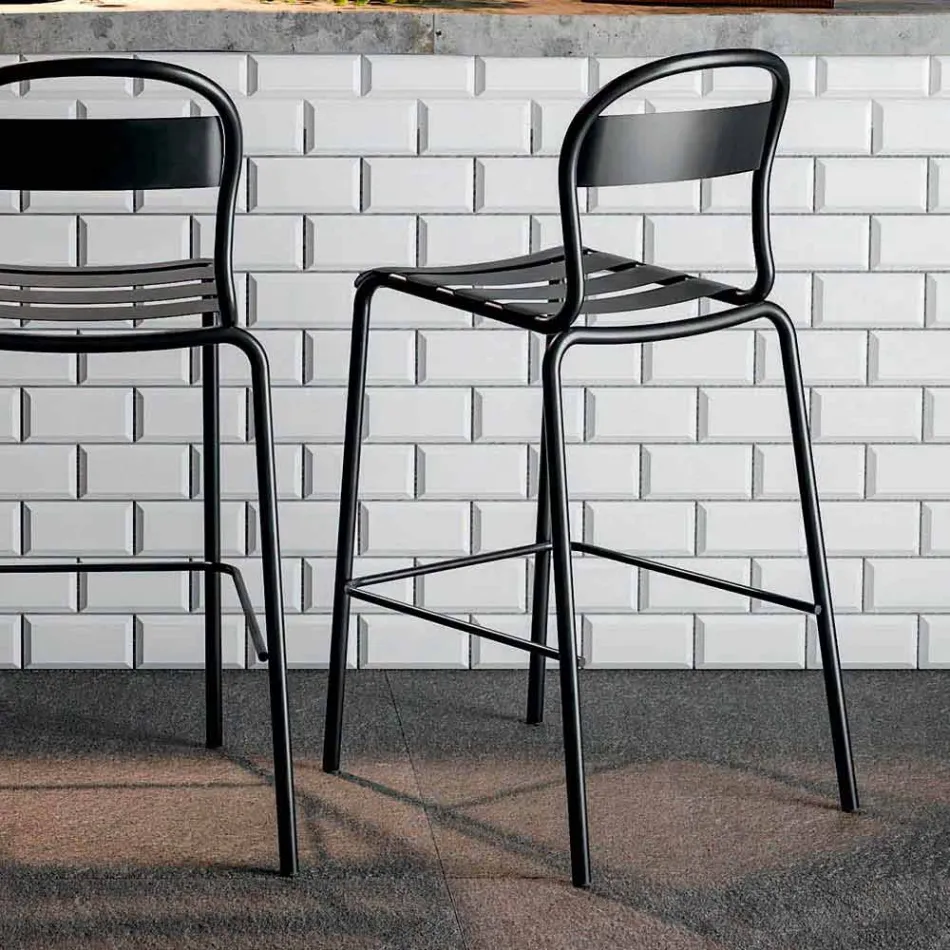 Taburete alto apilable para exterior Made in Italy, 2 piezas - Trixie Viadurini