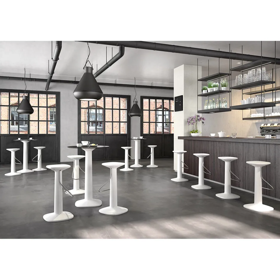 Taburete alto de diseño en polietileno y acero inoxidable Made in Italy - Pito Viadurini