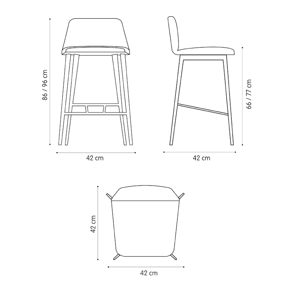 Taburete alto de calidad en cuero con base de metal Made in Italy - Molde Viadurini