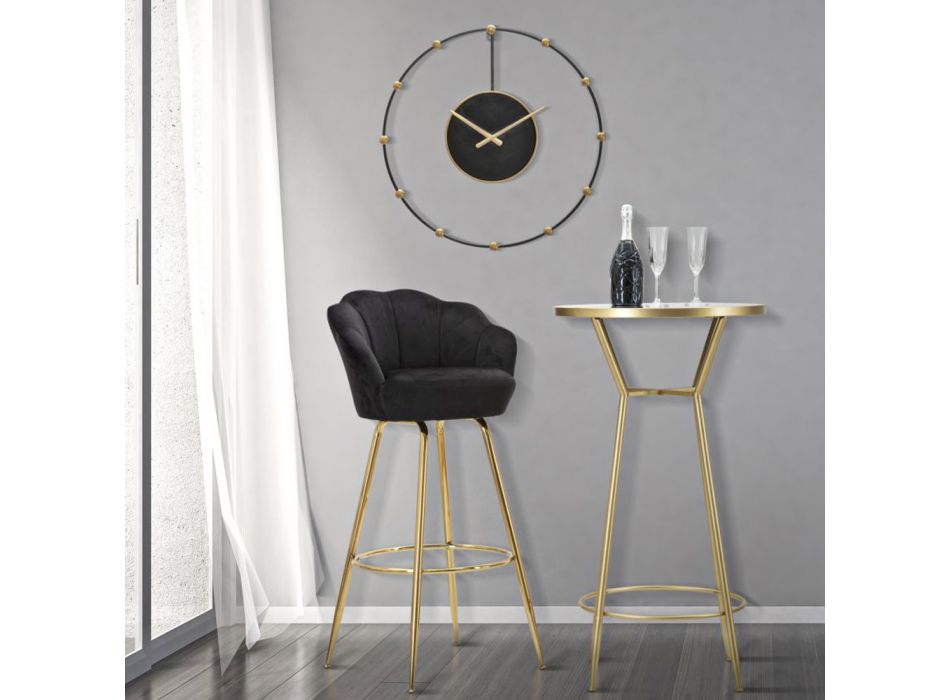 Taburete alto en hierro dorado con asiento tapizado en terciopelo - Annina Viadurini