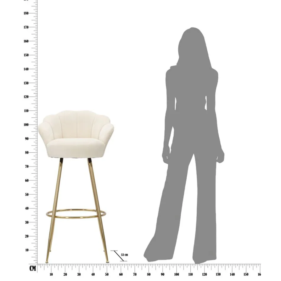 Taburete alto en hierro dorado con asiento tapizado en terciopelo - Annina Viadurini