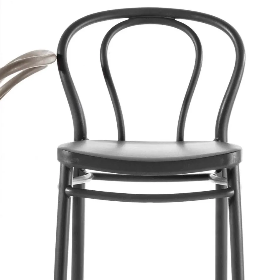 Taburete alto de polipropileno con reposapiés, 4 piezas - Gaya Viadurini