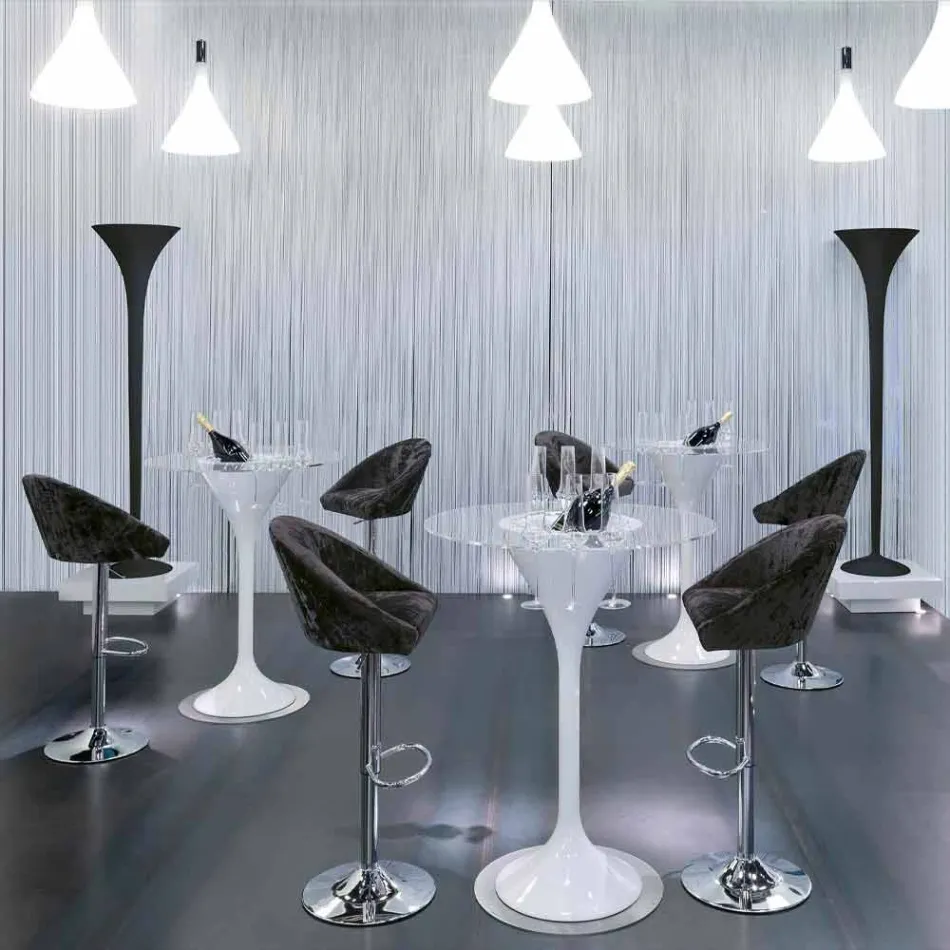 Taburete alto de terciopelo y acero con elevador regulable Made in Italy - Bilbao Viadurini