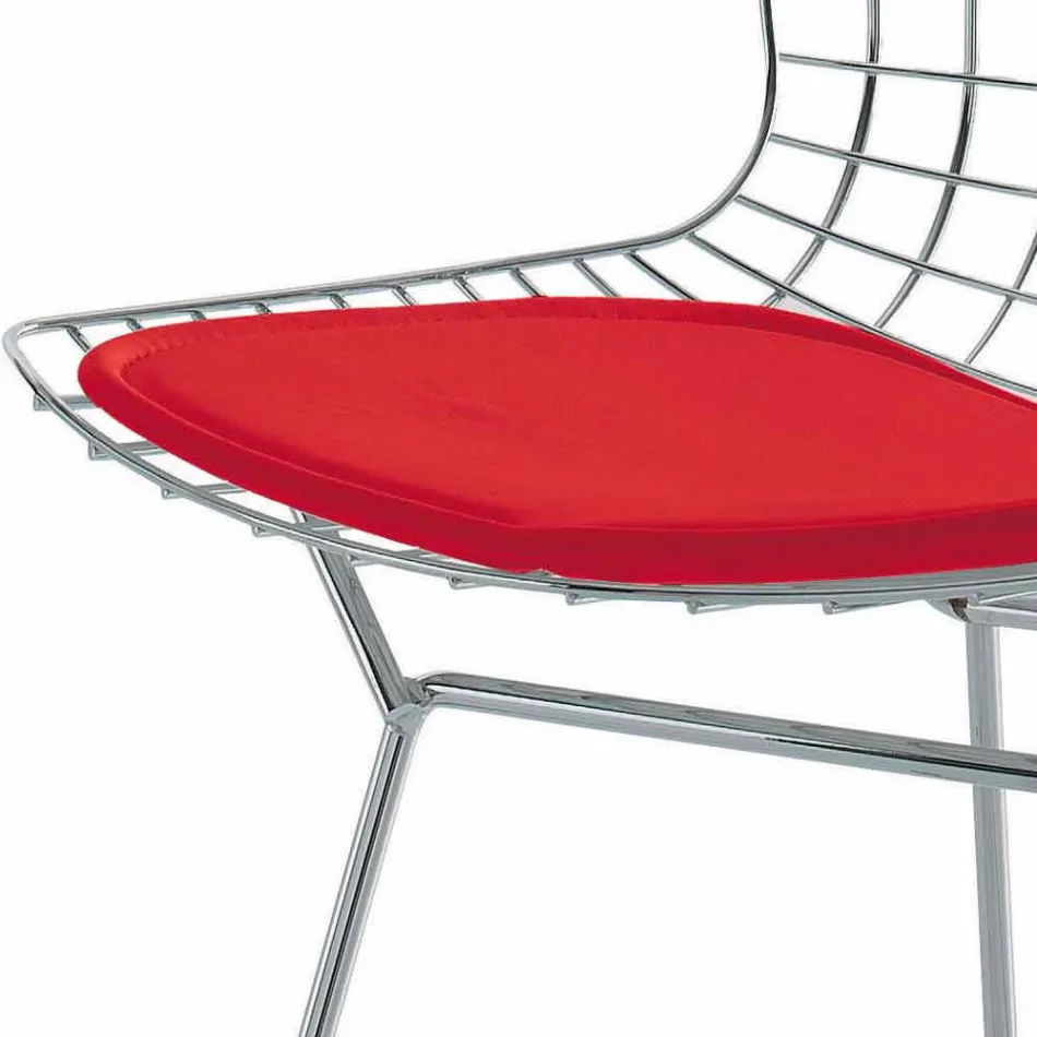 Taburete de bar alto de cuero con estructura de acero Made in Italy - Beniamino Viadurini