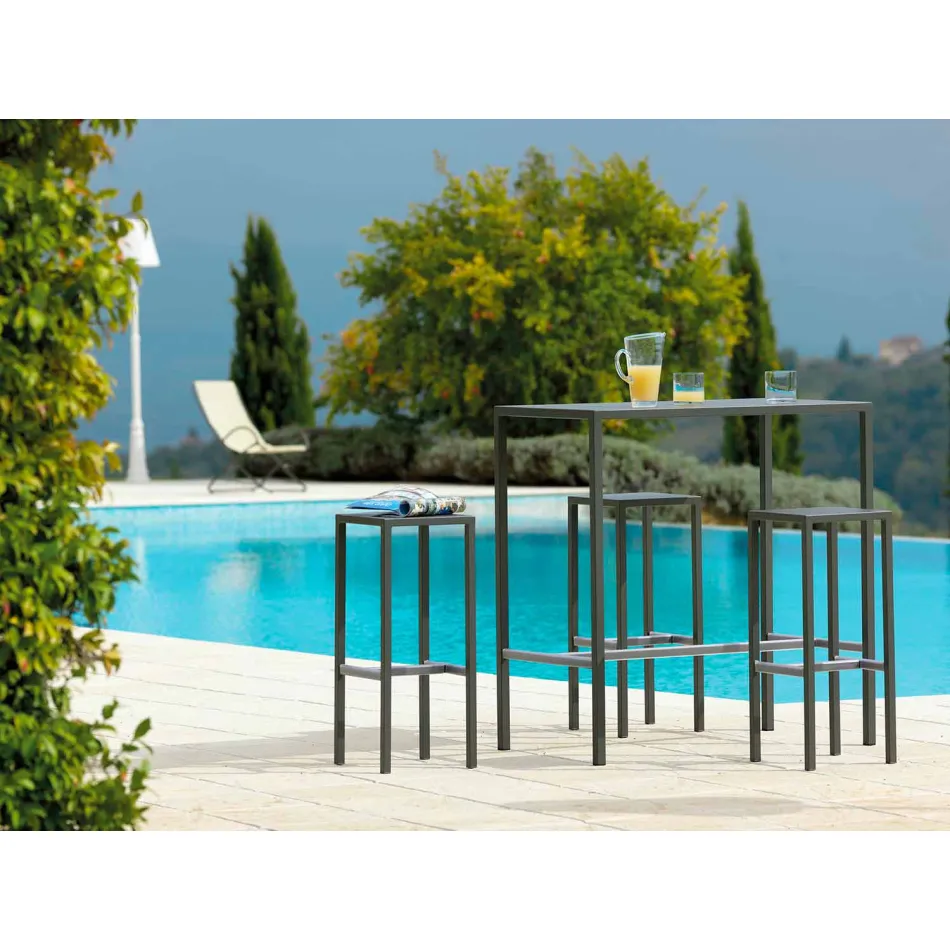 Taburete de bar para exterior en metal con recubrimiento en polvo Made in Italy - Meone Viadurini