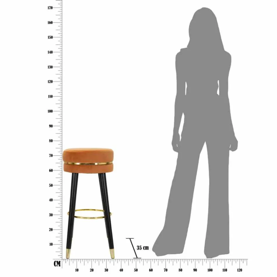 Taburete de bar redondo en madera y tela de diseño moderno - Rupert Viadurini