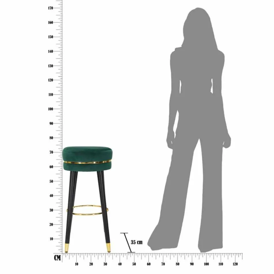 Taburete de bar redondo en madera y tela de diseño moderno - Rupert Viadurini