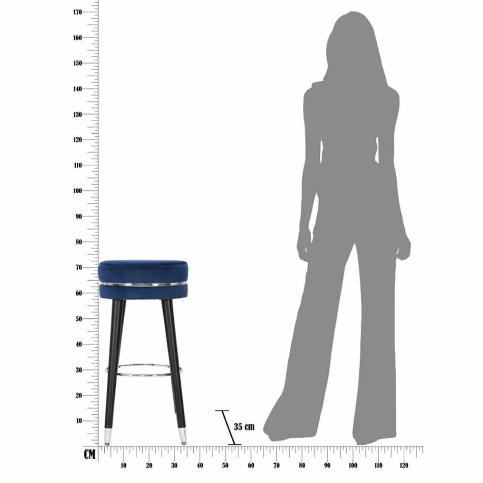 Taburete de bar redondo en madera y tela de diseño moderno - Rupert Viadurini