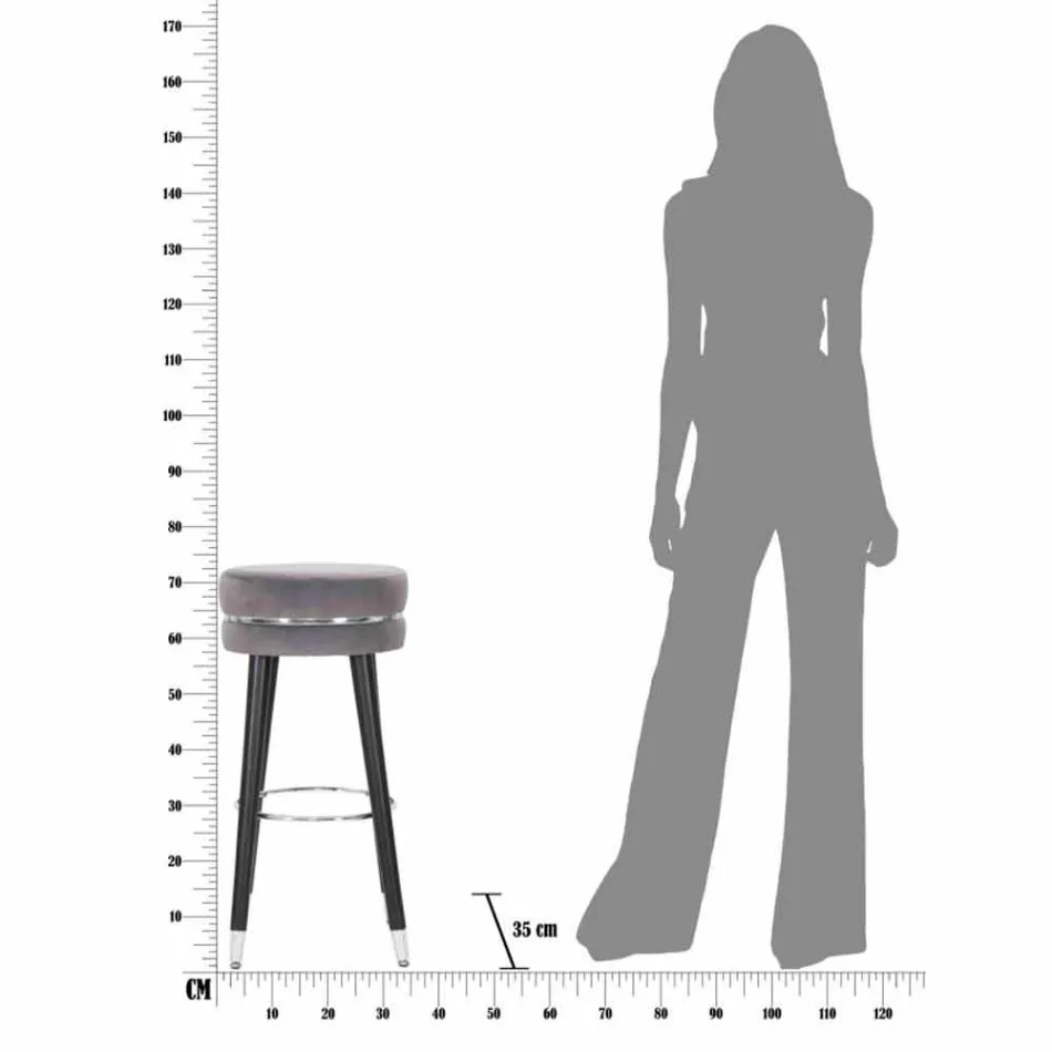 Taburete de bar redondo en madera y tela de diseño moderno - Rupert Viadurini