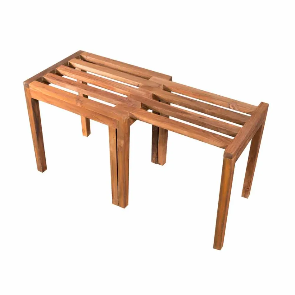 Taburete bajo extensible en madera de teca acabado natural - Pomino Viadurini