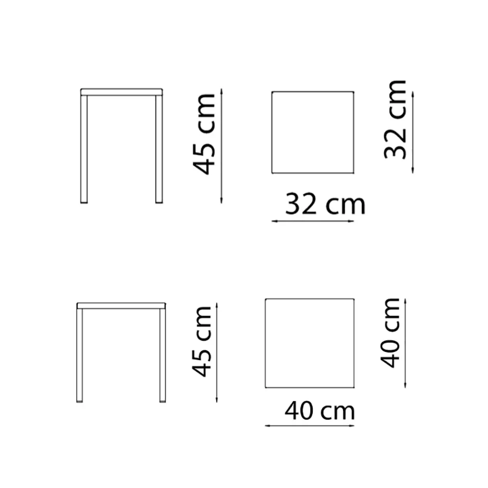 Taburete de exterior bajo cuadrado de acero Made in Italy - Azul Viadurini