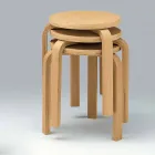 Taburete bajo apilable en madera de haya natural Made in Italy - Cassiopea Viadurini