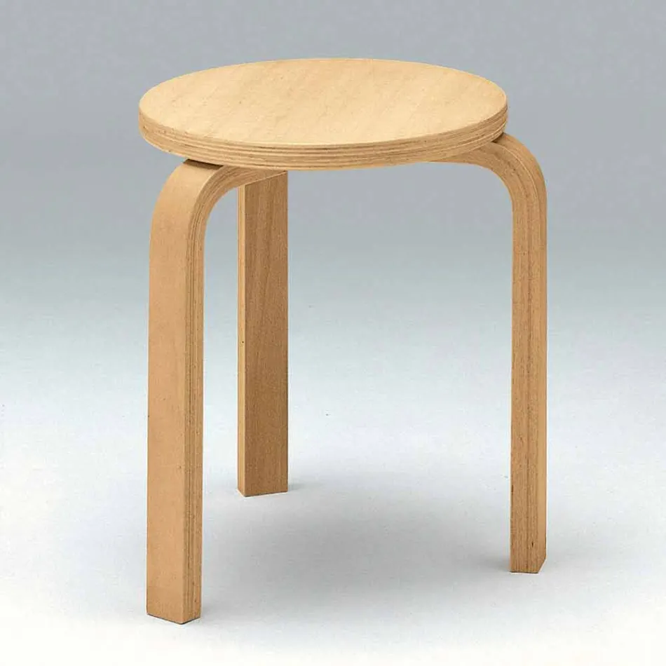 Taburete bajo apilable en madera de haya natural Made in Italy - Cassiopea Viadurini