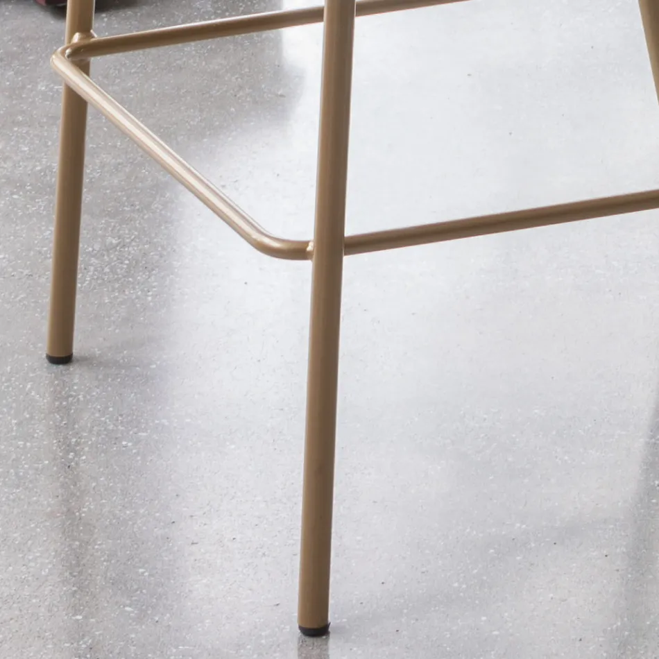 Taburete con base de metal y asiento de piel sintética Made in Italy - Ivy Viadurini