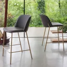 Taburete con base de metal y asiento de piel sintética Made in Italy - Ivy Viadurini