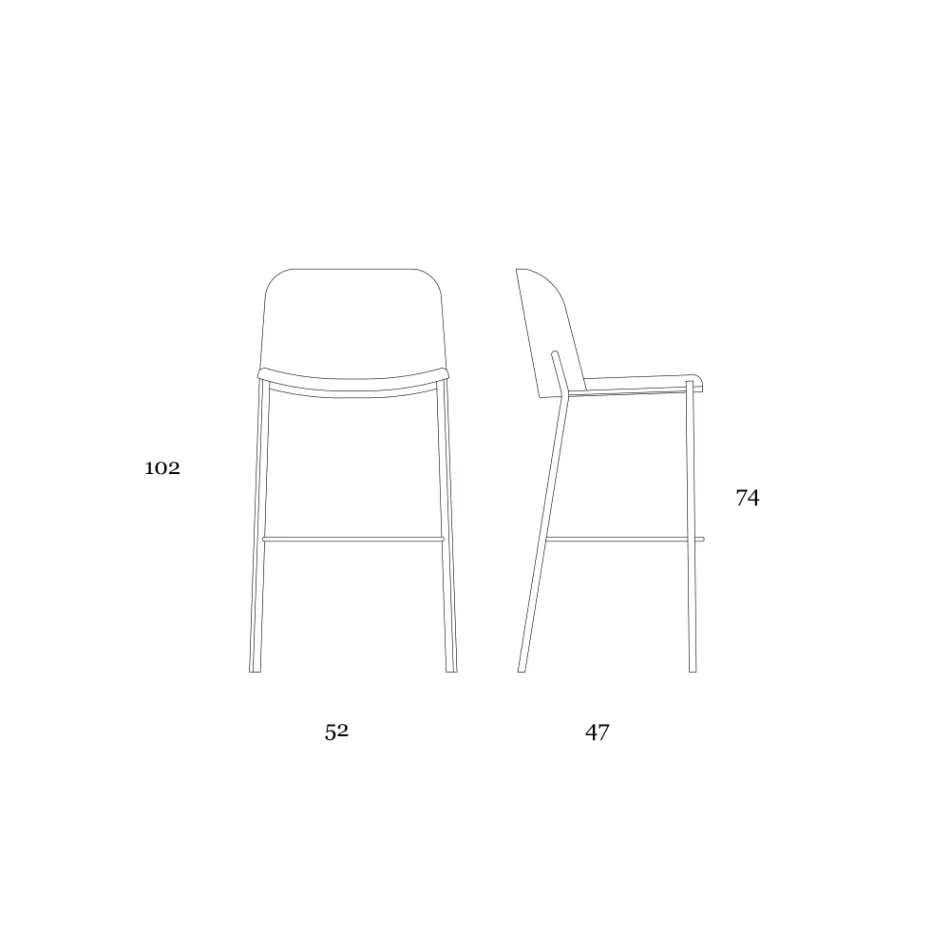 Taburete con base de metal y asiento de piel sintética Made in Italy - Ivy Viadurini