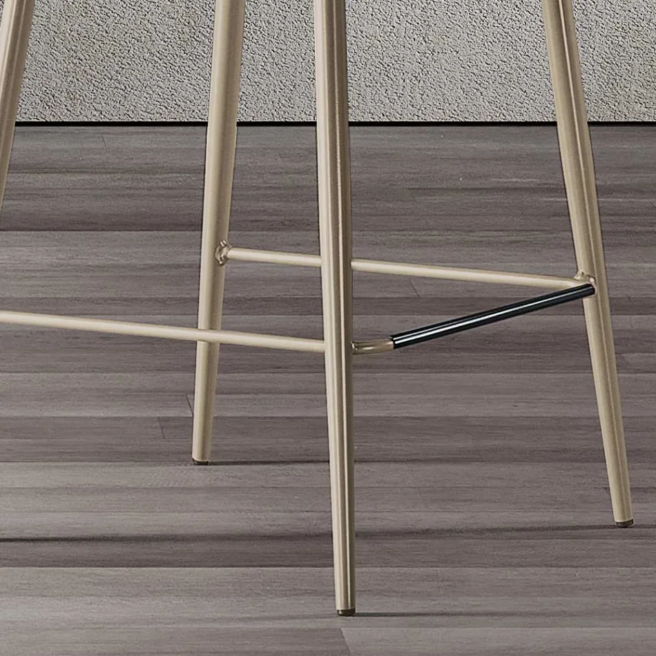 Taburete con patas de metal y asiento de tela monocasco Made in Italy - Hinata Viadurini