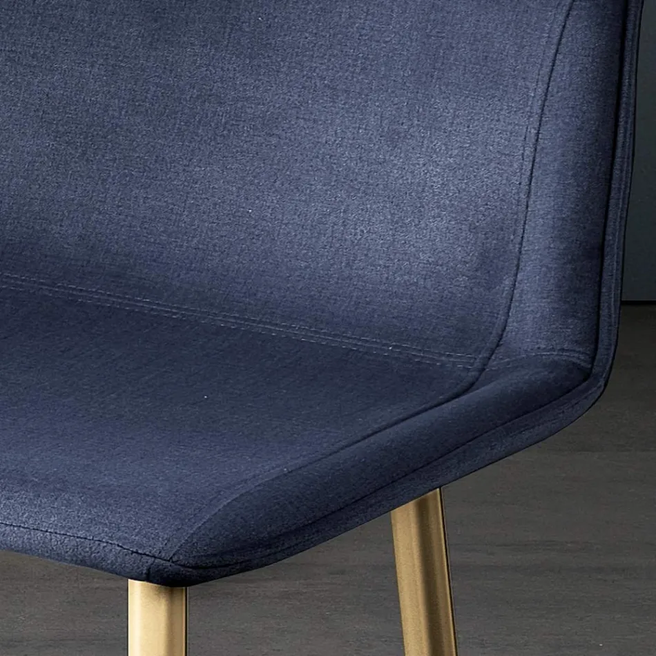 Taburete con patas de metal y asiento de tela monocasco Made in Italy - Hinata Viadurini