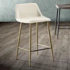 Taburete con patas de metal y asiento de tela monocasco Made in Italy - Hinata Viadurini