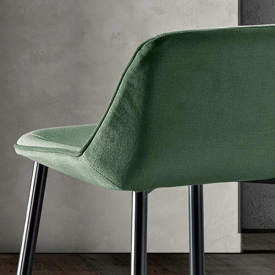 Taburete con patas de metal y asiento de tela monocasco Made in Italy - Hinata Viadurini