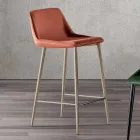 Taburete con patas de metal y asiento de tela monocasco Made in Italy - Hinata Viadurini