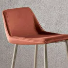 Taburete con patas de metal y asiento de tela monocasco Made in Italy - Hinata Viadurini