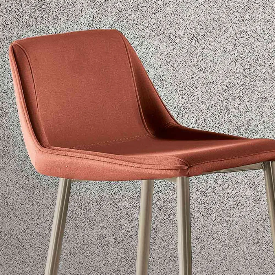 Taburete con patas de metal y asiento de tela monocasco Made in Italy - Hinata Viadurini