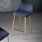 Taburete con patas de metal y asiento de tela monocasco Made in Italy - Hinata Viadurini