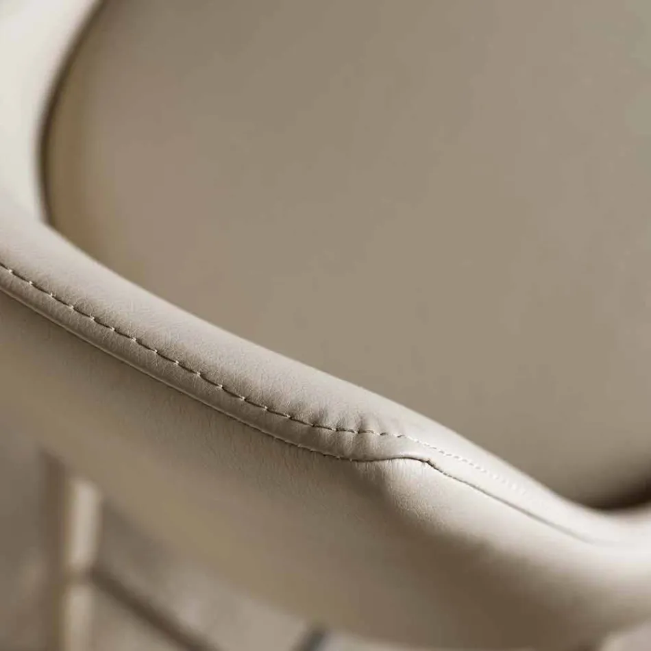 Taburete con Respaldo, Base de Metal de Diseño - Berenice Viadurini