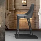 Taburete con Respaldo, Base de Metal de Diseño - Berenice Viadurini